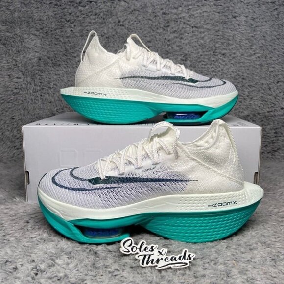 Nike Air Zoom Alphafly NEXT% 2 Size 6.5 Men Racing White Clear Jade DN3555-100